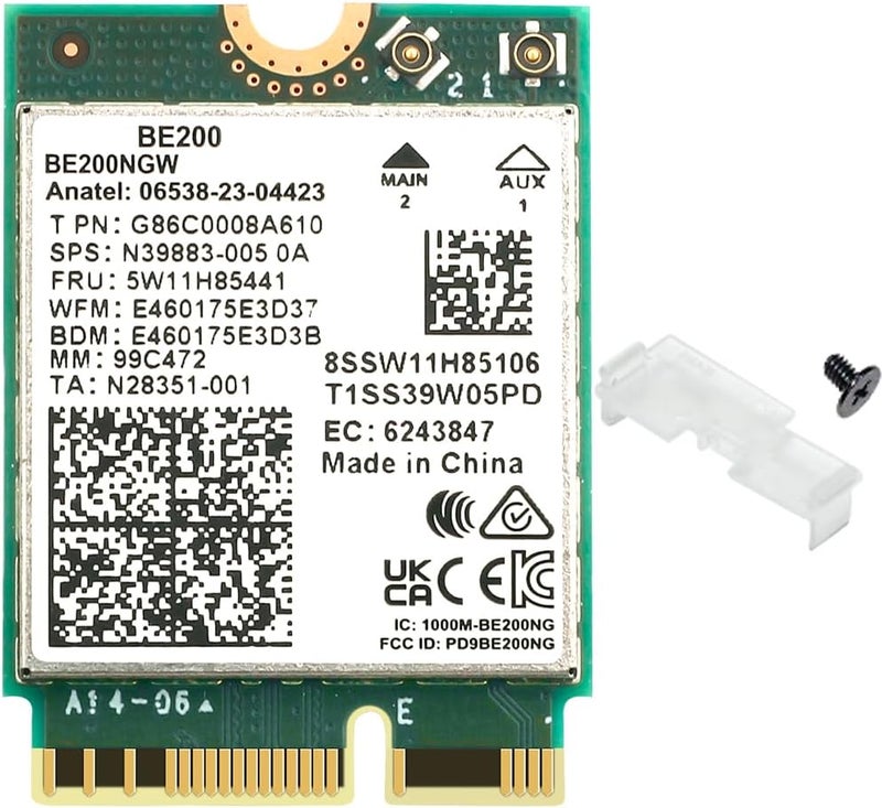 DERAPID BE200NGW WiFi 7 Wireless Card, M.2 NGFF WiFi 7 BE200 Tri-Band Network Adapter with 8774Mbps Speed and BT5.4 WiFi Card for PC Gaming, Not Support AMD Motherboard for Windows 10/11 - Image 1